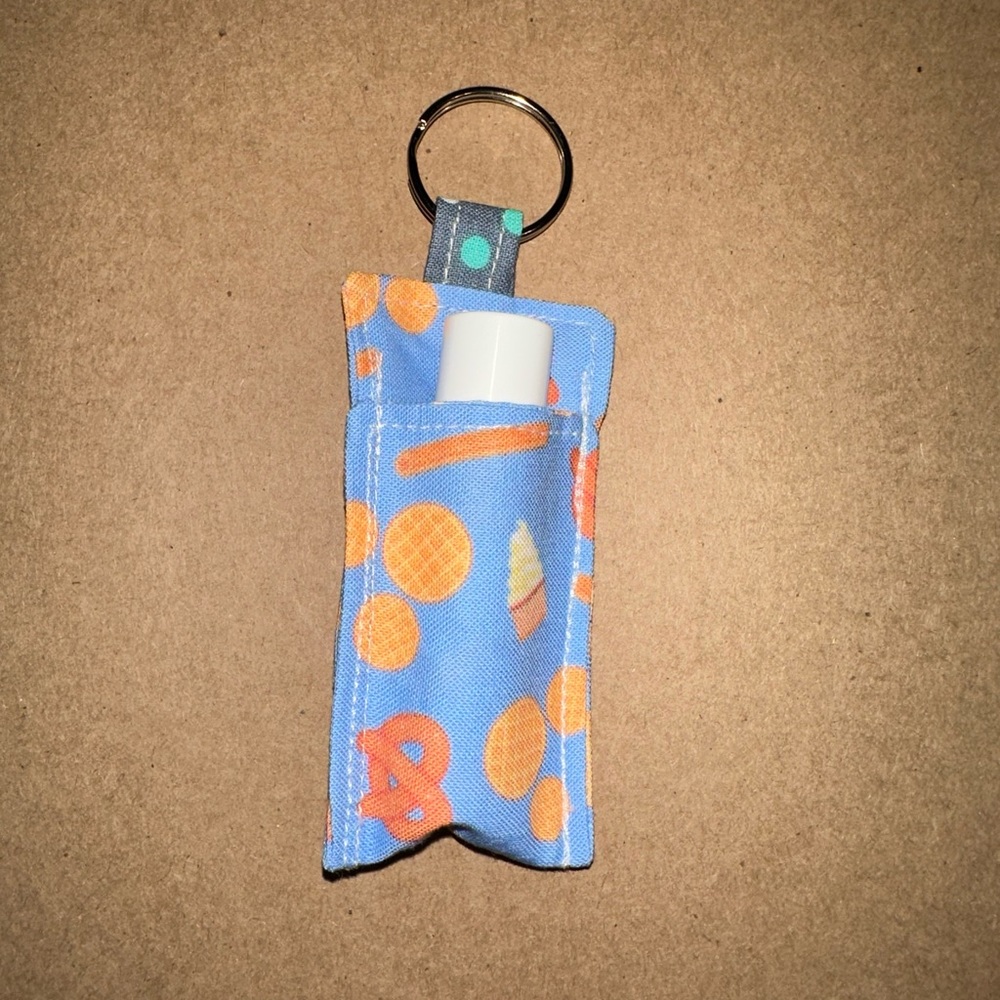 Handmade lip balm holder keychain- Disney snacks design